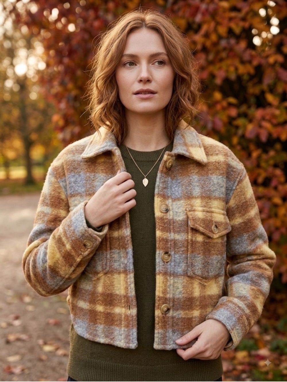 Aritzia Wilfred Free Wool Blend Plaid Cropped Shacket Jacket Size: S